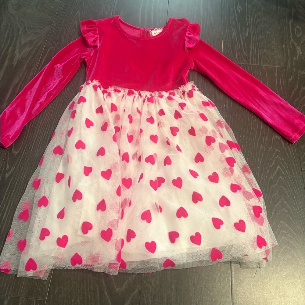 Girls Size 7 Velvet Pink Heart Dress, btween brand